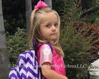 Mini Chevron Backpack with FREE Name or monogram - 12 colors Great for toddlers, Pre-schoolers, or smaller children