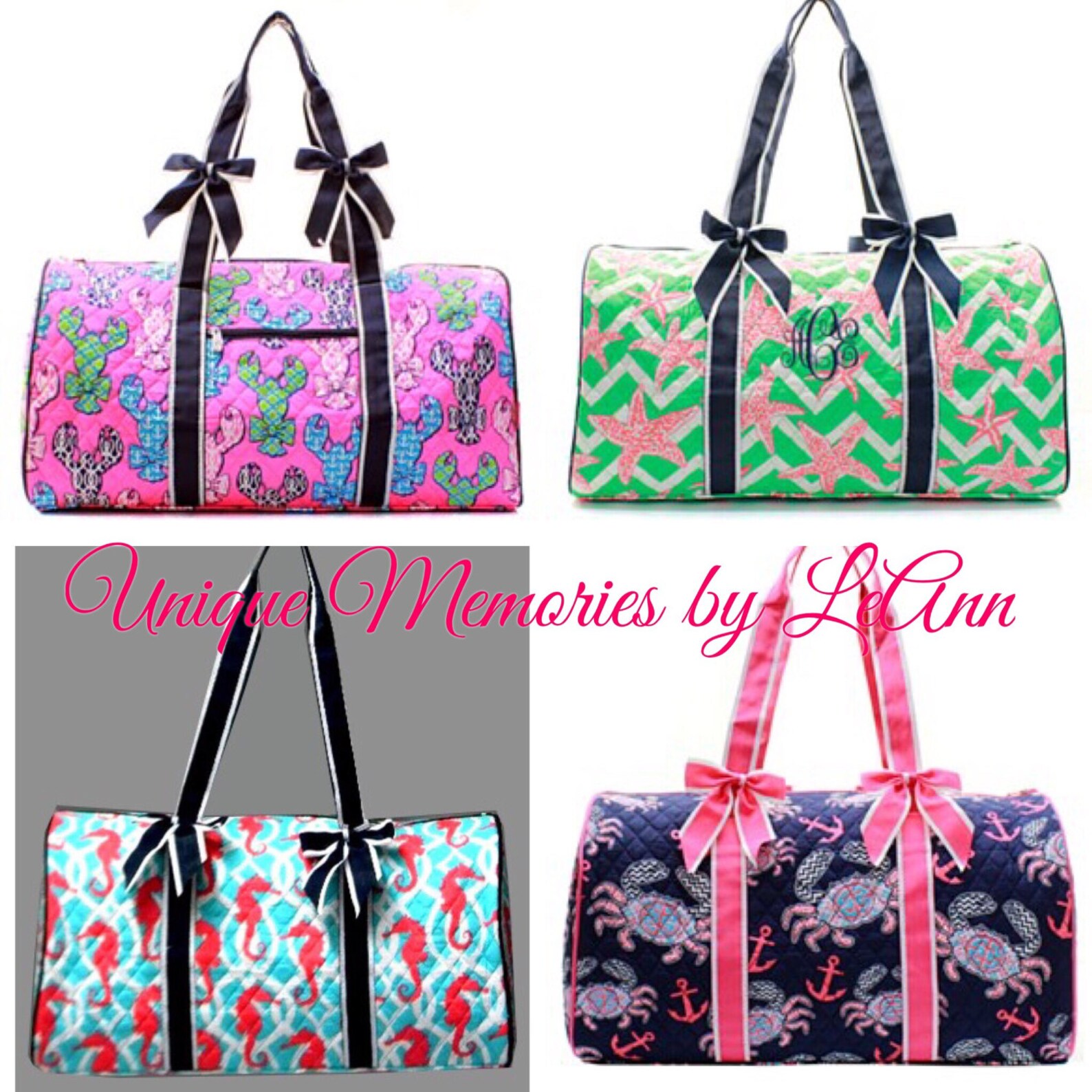 Nautical Duffle Bag Quilted W/detachable Bows Zippered Etsy