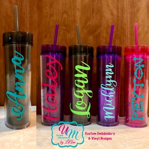 Personalized Acrylic Skinny Tumbler, Monogrammed tumbler, Tumbler with Name, Bridal Party Tumbler, Wedding Tumbler, Plastic Cup with Name