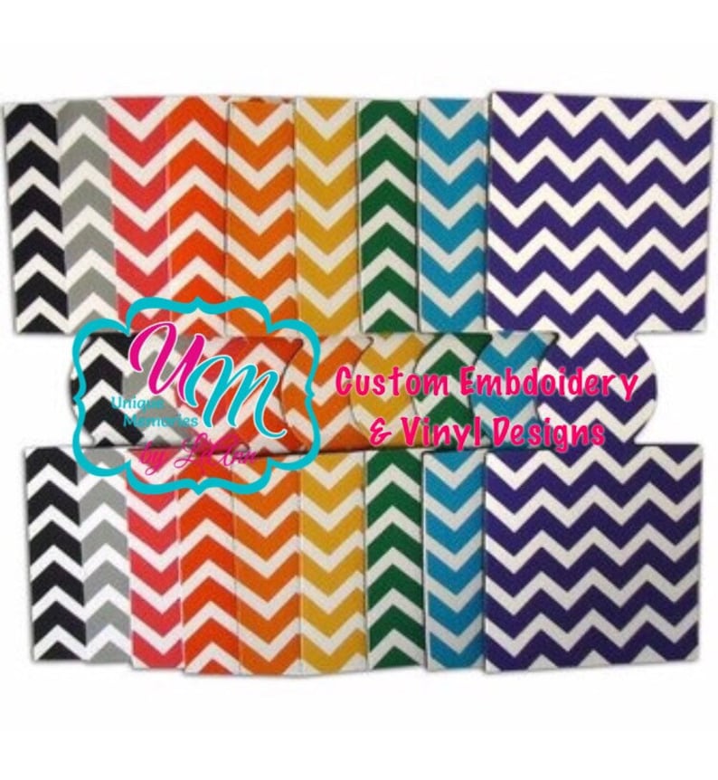Chevron Personalized embroidered insulated can cooler insulated drink holder Insulated Can Hugger Monogrammed hugger beer huggie