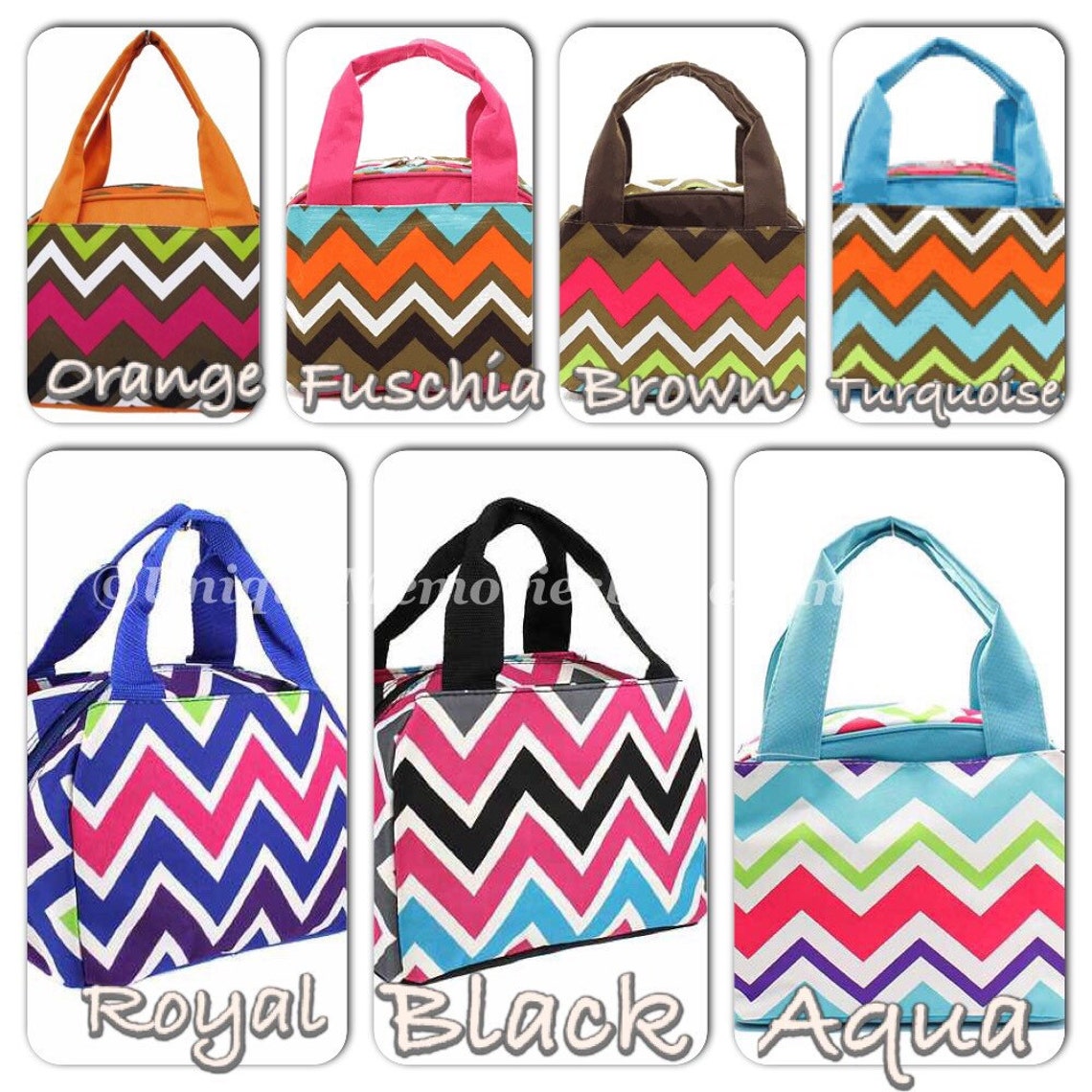 Chevron Insulated Lunch Bag With FREE Embroidered Monogram or - Etsy