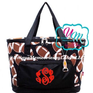 Sports Themed Football, Soccer, Softball, Baseball or Volleyball insulated Cooler Bag - FREE Monogram or Name - Tailgates, Sporting events image 1