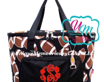 Sports Themed Football, Soccer, Softball, Baseball or Volleyball insulated Cooler Bag - FREE Monogram or Name - Tailgates, Sporting events