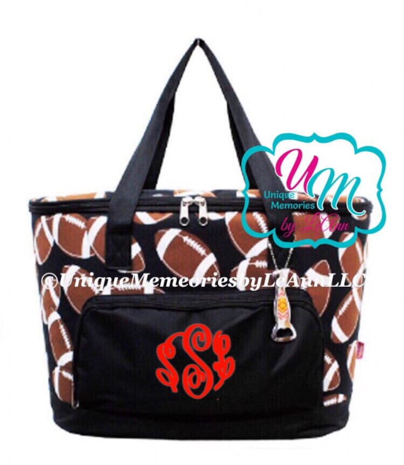 Sports Themed Football, Soccer, Softball, Baseball or Volleyball insulated Cooler Bag - FREE Monogram or Name - Tailgates, Sporting events image 1