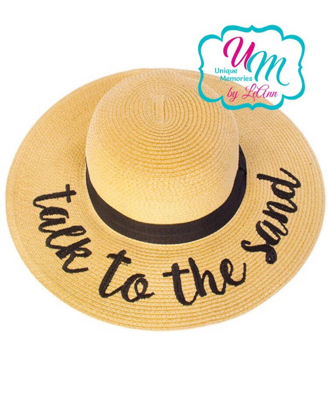 5⭐️RATED Talk to the Sand Floppy Sun Beach Hat Talk to the Sand Embroidered Floppy Beach Hat, Personalized  main image 2