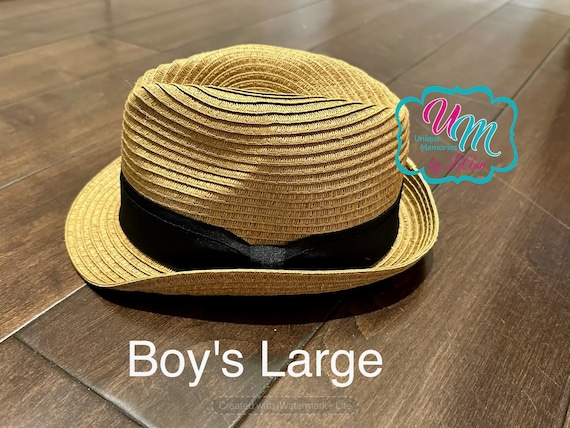 Baby, Toddler, Boys Fedora straw Beach Hat Personalized w/FREE Name/Monogram, Baby Sun hat, Embroidered hat, Beach Hat, Straw Beach Hat