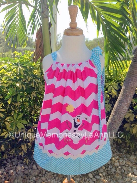 Olaf In Summer Inspired Pillow Case Dress Custom Made Pink Etsy