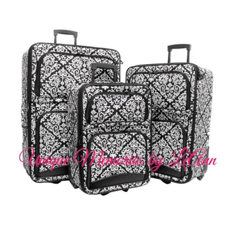 Damask Luggage Set 3 pc rolling Personalized with FREE Name or Etsy