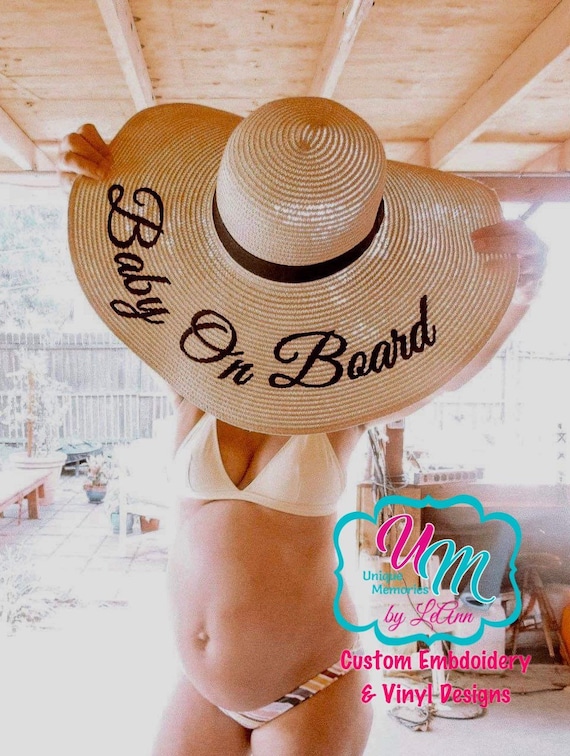 Baby on Board Floppy Beach Hat Sun Hat Embroidered Sun Hat