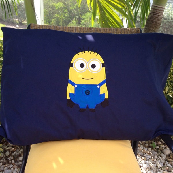 Minion inspired appliquéd pillow case - Custom made - you choose color of Pillow case and 1 or 2 eyed Minion