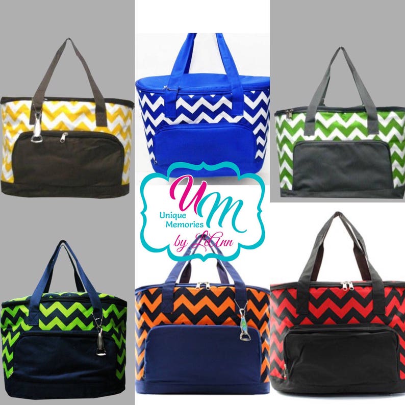 Chevron insulated Cooler Bag - FREE Monogram or Name - Great for Brides, Birthday, Housewarming, tailgates, beach, camping, fishing, boating image 4