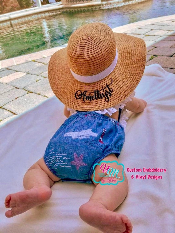 Baby, Infant, Toddler Floppy Beach Hat Personalized With Name or