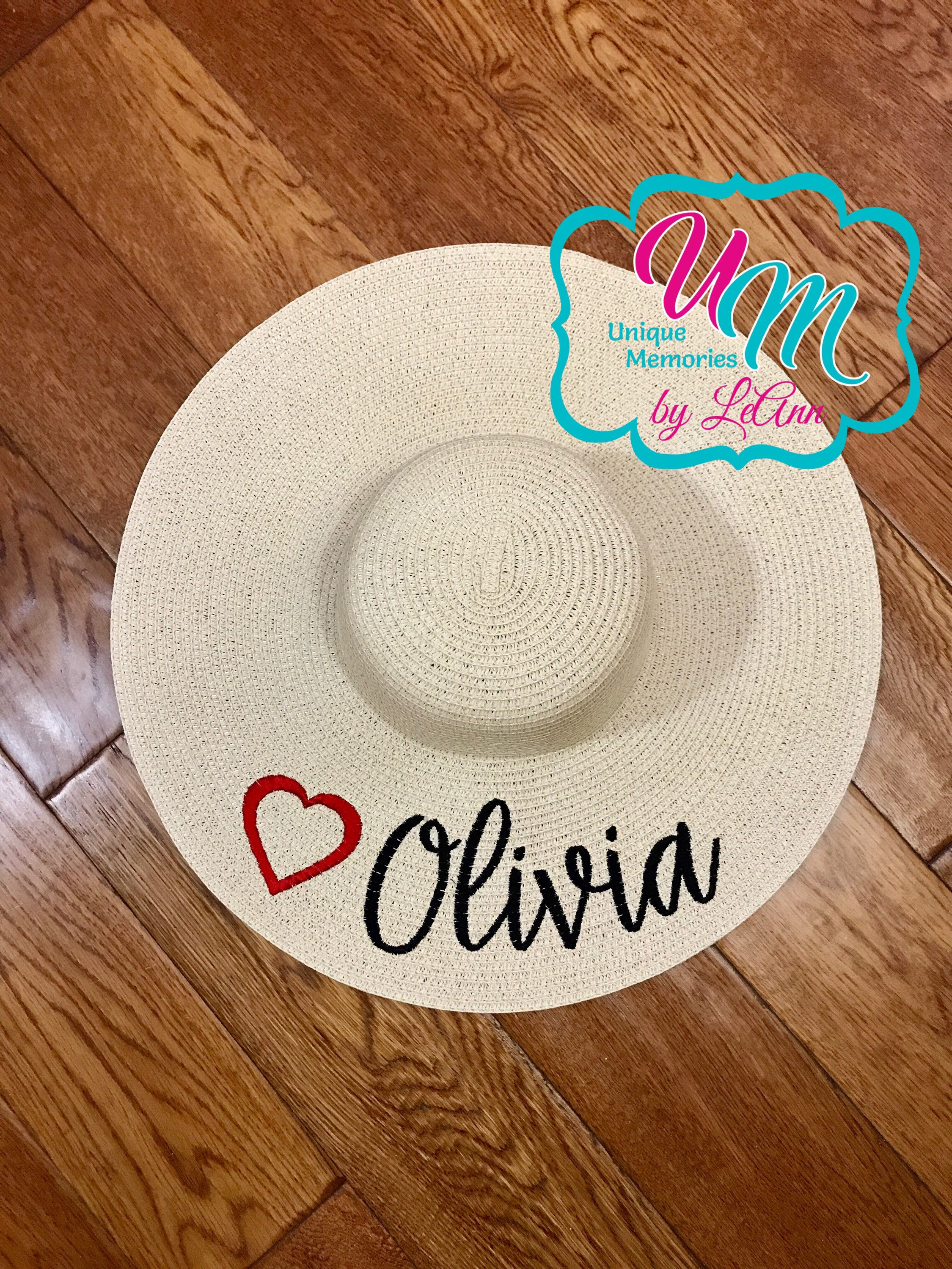 CUSTOM YOUR NAME & Heart floppy Beach Hat Name | Etsy