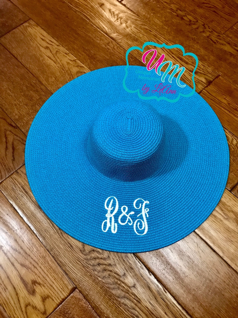 Personalized Floppy Beach Hat W/free Name/monogram Straw Hat - Etsy