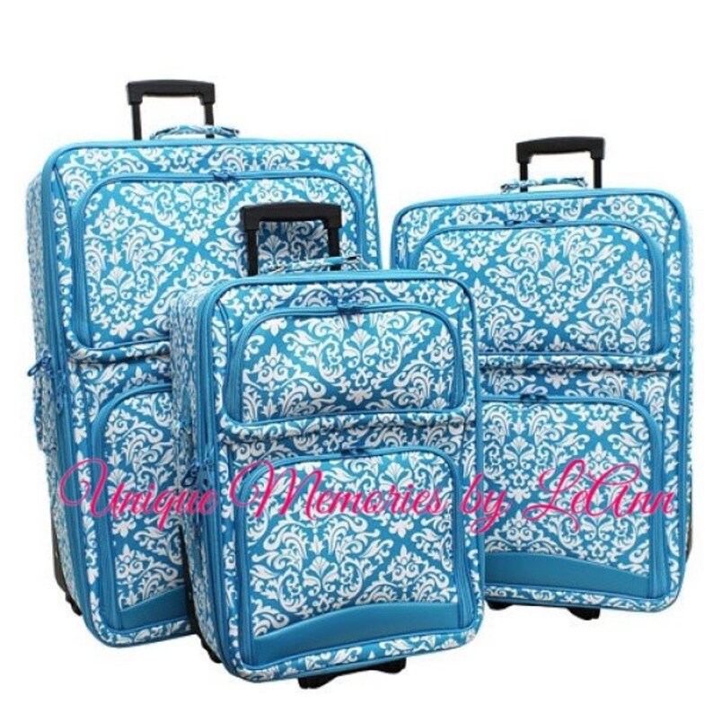 Damask Luggage Set 3 pc rolling Personalized with FREE Name or Etsy