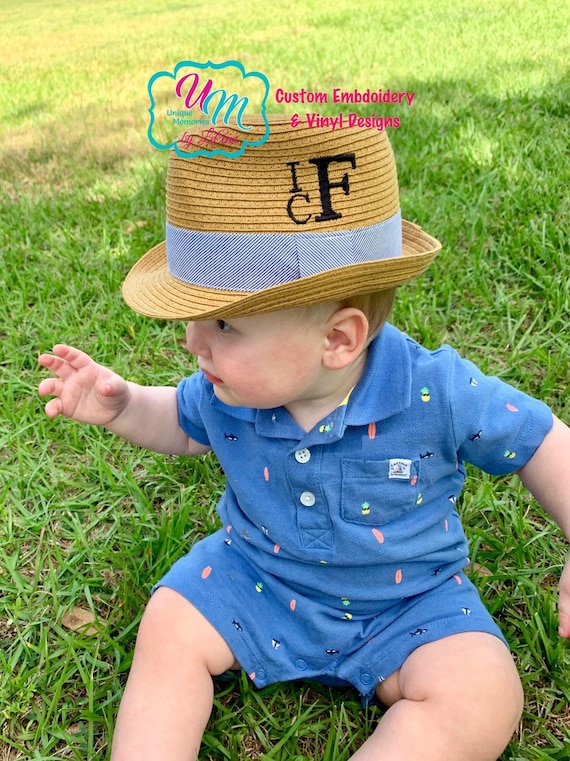 Baby, Toddler, Boys Fedora Straw Beach Hat Personalized W/free  Name/monogram, Baby Sun Hat, Embroidered Hat, Beach Hat, Straw Beach Hat 