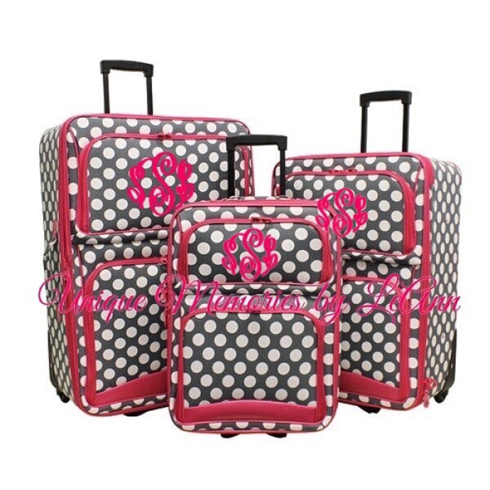 Polka Dot Luggage Set 3 pc rolling Personalized with FREE Name Etsy