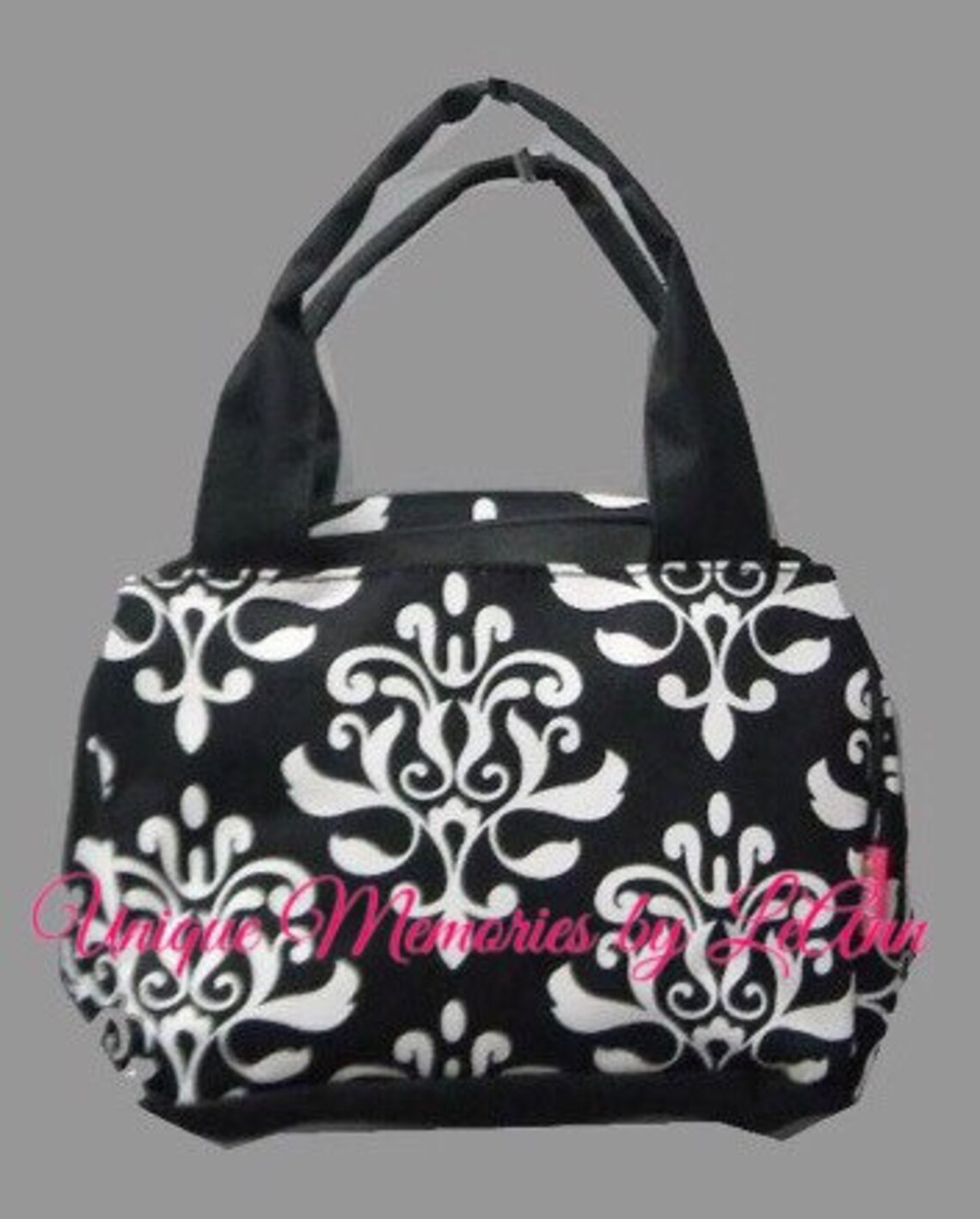 Damask insulated Lunch bag w/FREE Monogram or Name zippe top Etsy