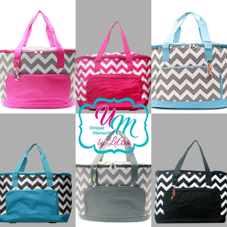 Chevron insulated Cooler Bag - FREE Monogram or Name - Great for Brides, Birthday, Housewarming, tailgates, beach, camping, fishing, boating image 3