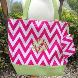 Monogram Chevron Beach Bag/Tote - Personalized - 13 Different colors - Perfect for Graduations,  Birthdays, Brides, Bridesmaids gifts