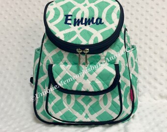 Vines pattern Quilted Mini Backpack - FREE Name or monogram - 5 colors Great for toddlers, Pre-schoolers, smaller children, School, Travel