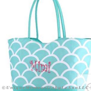 25&quot; Personalized Scales Weekender/Beach Bag/Tote zippered closure FREE Name/Monogram 2 colors - Brides, Bridesmaids, Graduation, Birthday