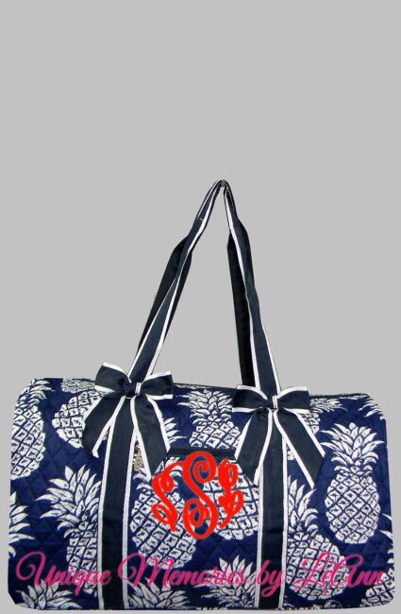 Pineapple Duffle Bag Quilted W/detachable Bows Zippered Etsy