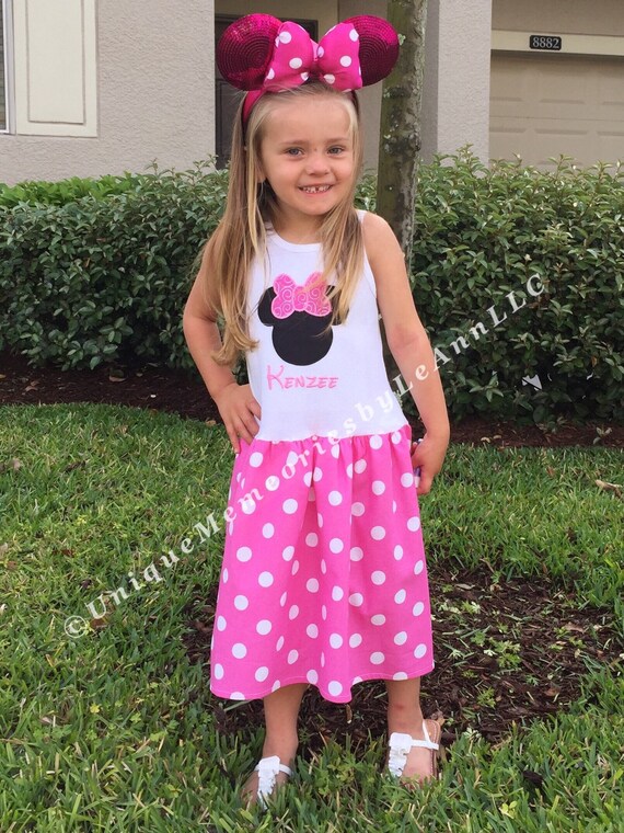 Minnie Mouse Disney inspired tank top dress with Name or | Etsy