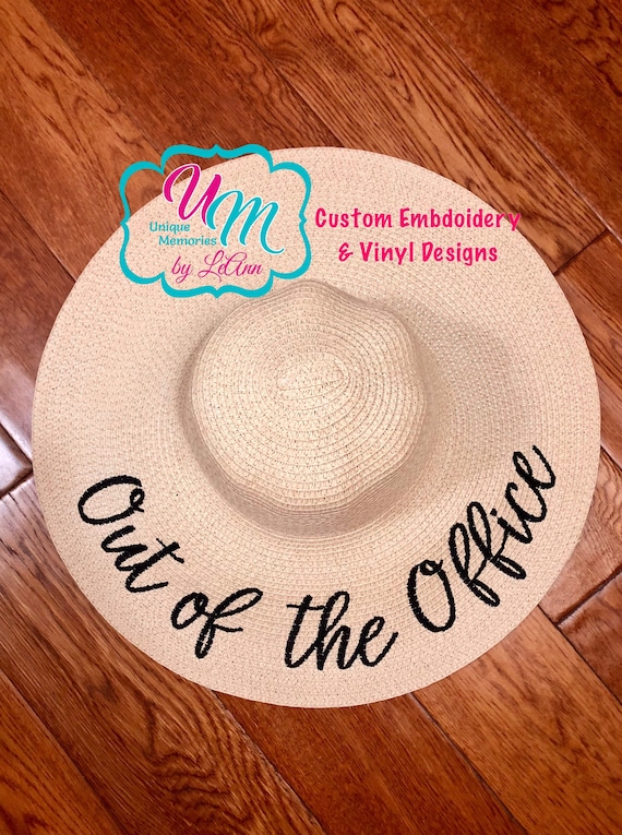 Out of the Office Embroidered Floppy Beach Hat, Personalized  display picture 2