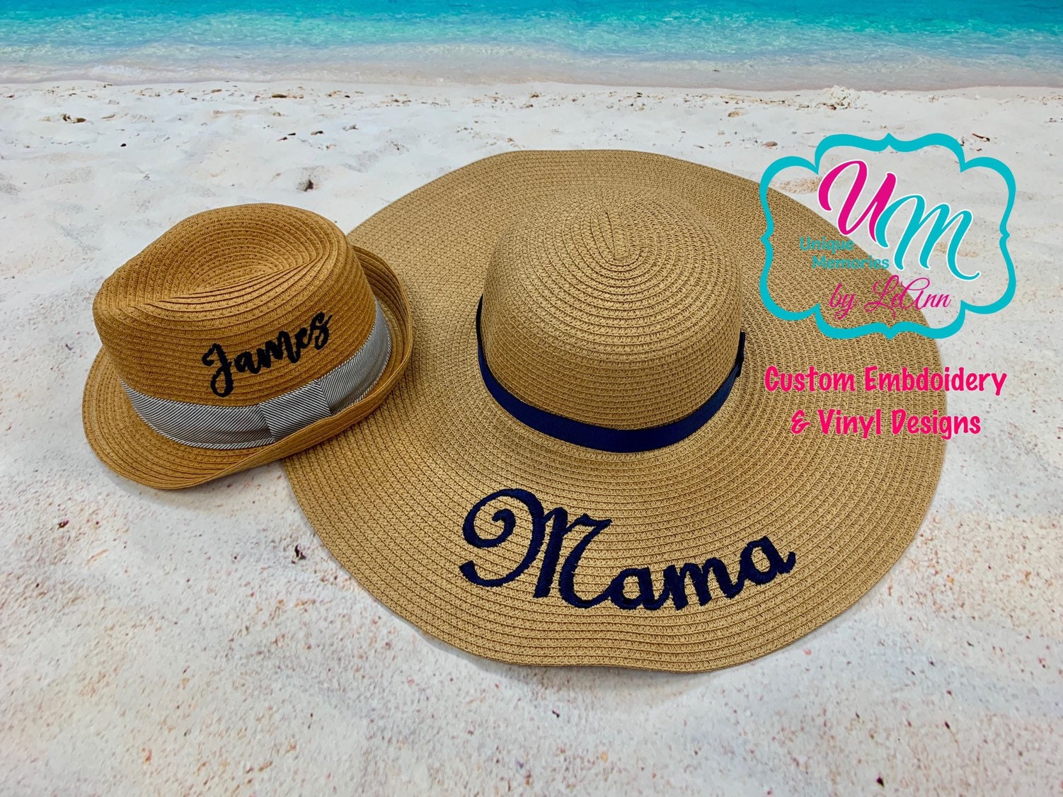 Mommy and me LOC beach hats Mommy and Daughter Matching Floppy Beach Hat Set, Mommy and  main image 3