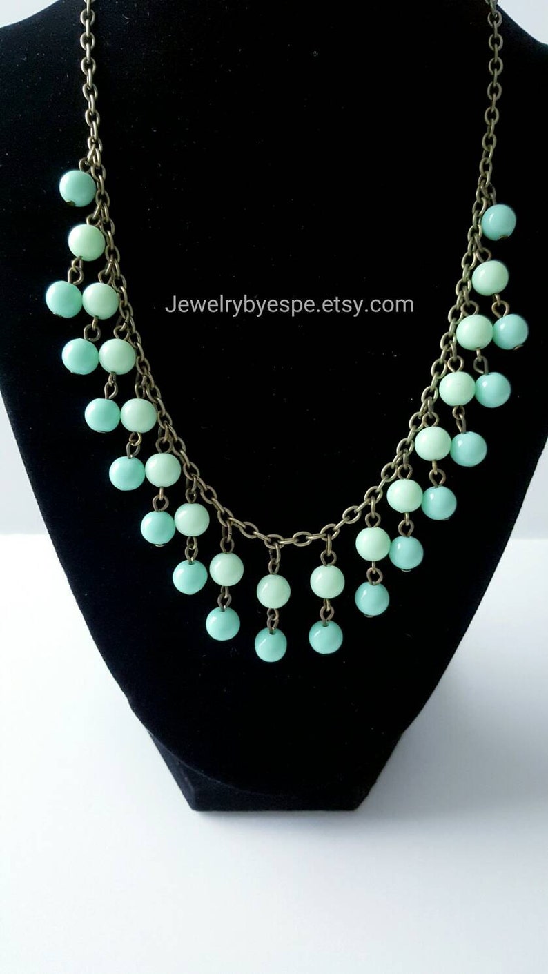 Mint Necklace/Aqua Necklace/Pastel Green Mint Etsy