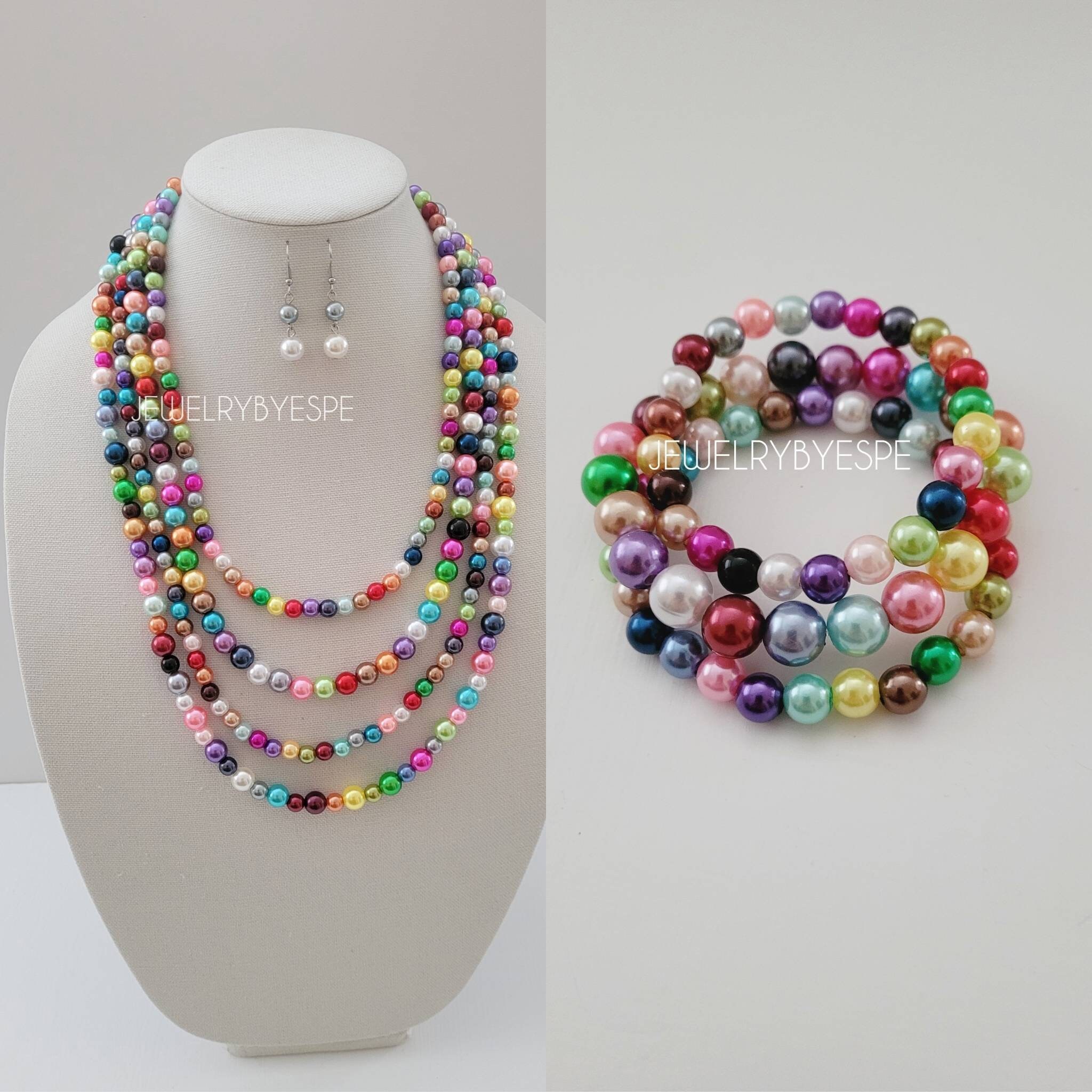 ●VVV● Custard Mix Pearl Bead Necklace 24FWNK114MXF AYYUFE Women's Gorgeous Big Pearl Rhinestone Bib Statement