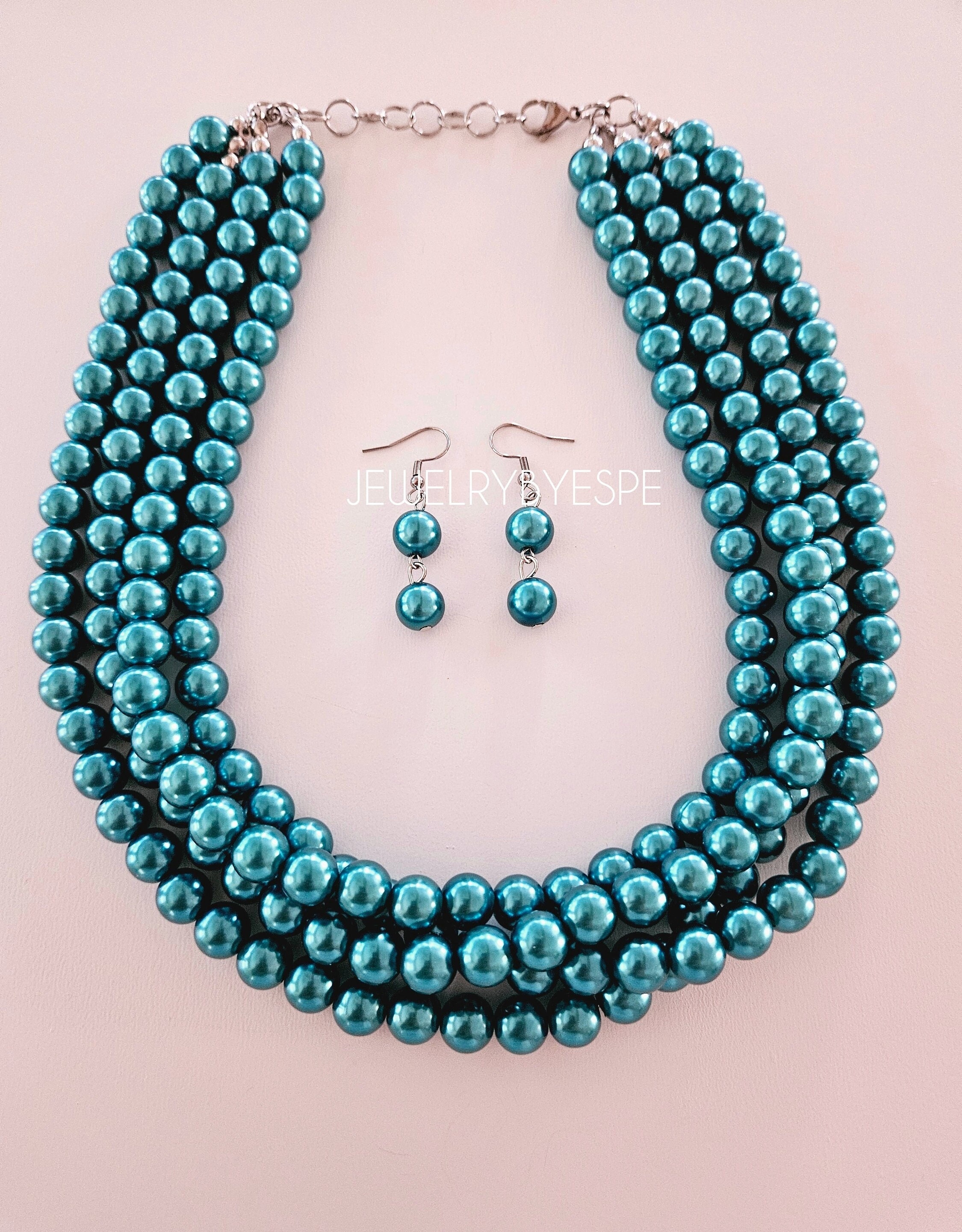 Teal Blue Necklace Etsy