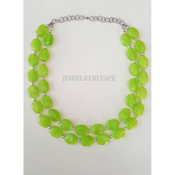 Mint Necklace Silver Statement Necklace Chunky Necklace Mint Wedding Bridesmaid Necklace aqua green Bridesmaid Gifts Necklaces for Women