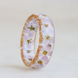 Pink Forget-Me-Not Resin Ring, Pressed Flowers and Silver/Gold/Copper Flakes Inside, Nature Inspired Jewelry, Mother's Day Gift image 6