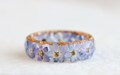 Forget-Me-Not Ring - Floral Band With Light Blue Flowers and Gold/Silver/Copper Flakes - Resin Jewelry - Faceted Ring with Tiny Flowers product logo