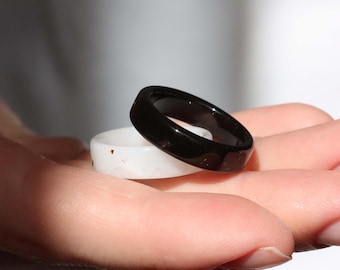 Handmade Black and White Resin Ring Set, Gold, Silver, Copper Flakes