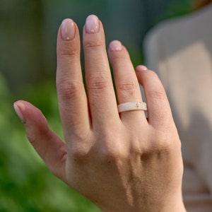 White Resin Ring with Gold/Silver/Copper Flakes, Resin Ring Band, Wedding Jewelry, Mother's Day Gift image 1