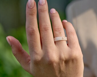 White Resin Ring with Gold/Silver/Copper Flakes, Resin Ring Band, Wedding Jewelry, Mother's Day Gift