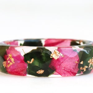 Nature Inspired Resin Ring With Pressed Tulip Petals and Rose Leaves Nature Inspired Jewelry Birthday Gift image 5