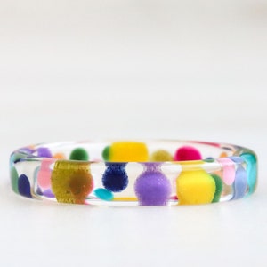 Thin Resin Ring With Rainbow Drops Inside Clear Ring Nature Inspired Jewelry Birthday Gift Statement Jewelry image 6