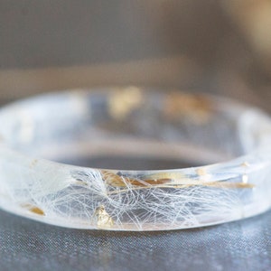 Thin Resin Ring With Dandelion Petals and Gold/Silver/Copper Flakes, Nature Inspired Resin Jewellery, Floral Gift, Make a Wish Jewelry image 4