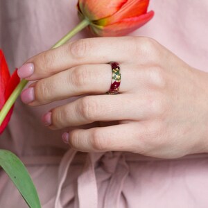 Nature Inspired Resin Ring With Pressed Tulip Petals and Rose Leaves Nature Inspired Jewelry Birthday Gift image 4