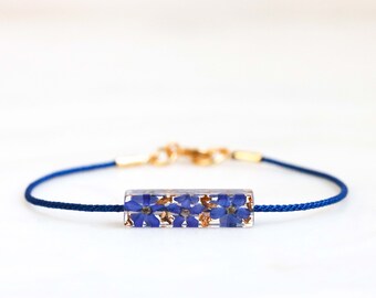 Forget-Me-Not Bracelet with Real Pressed Flowers Inside - Leather/Silk Cord Bracelet - Friendship Gift