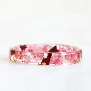 Pink Petal Ring, Pressed Flower Resin Band, Pink Floral Jewelry, Gift for Her