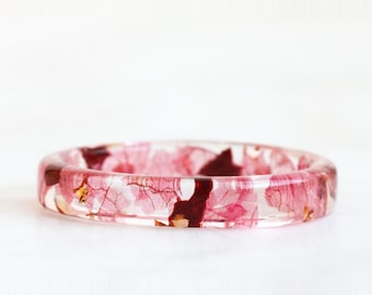 Pink Petal Ring, Pressed Flower Resin Band, Pink Floral Jewelry, Gift for Her