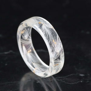 Dandelion Resin Ring With Real Petals and Gold/Silver/Copper Flakes Inside, Nature Inspired Handmade Jewelry, Summer Jewelry