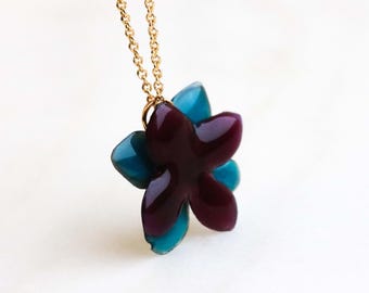 Lilac Flower Necklace: Real Pressed Flowers, Gold-Plated Pendant