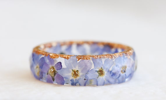 Forget-me-not Ring  Floral Band With Light Blue Flowers and | Etsy UK