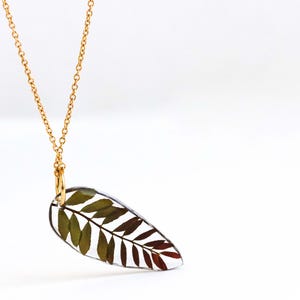 Real Pressed Leaf Resin Necklace: Nature Inspired Floral Pendant